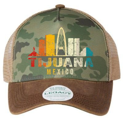 Retro Tijuana Skyline Vintage Mexico Souvenir Legacy Tie Dye Trucker Hat