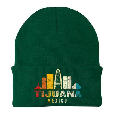 Retro Tijuana Skyline Vintage Mexico Souvenir Knit Cap Winter Beanie