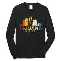 Retro Tijuana Skyline Vintage Mexico Souvenir Long Sleeve Shirt