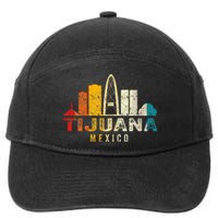 Retro Tijuana Skyline Vintage Mexico Souvenir 7-Panel Snapback Hat