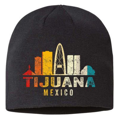 Retro Tijuana Skyline Vintage Mexico Souvenir Sustainable Beanie