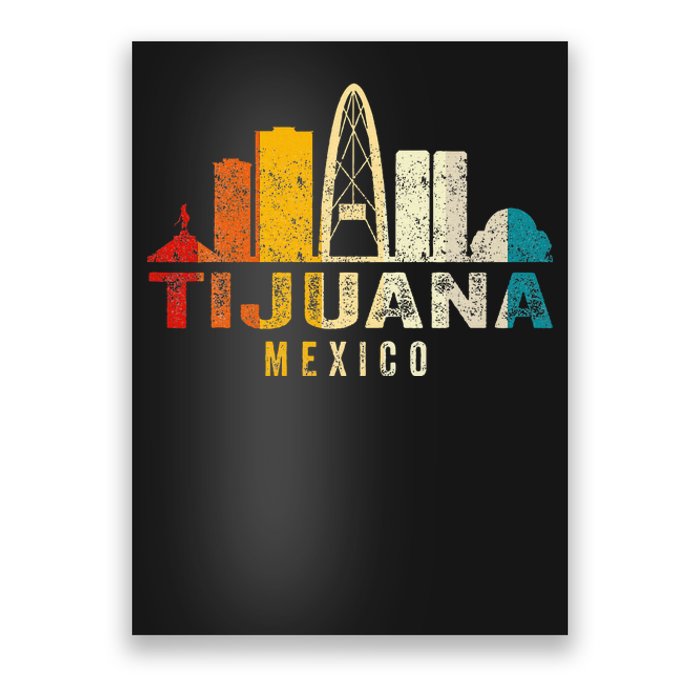 Retro Tijuana Skyline Vintage Mexico Souvenir Poster