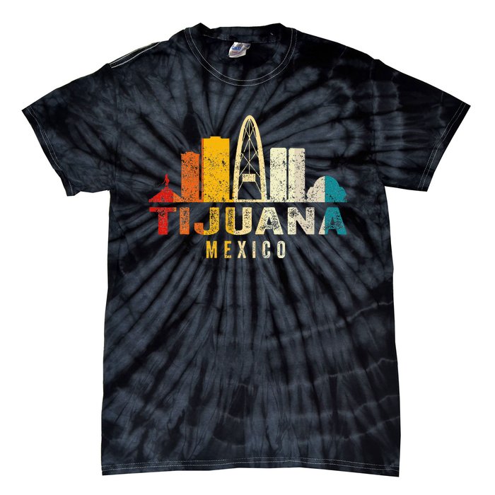 Retro Tijuana Skyline Vintage Mexico Souvenir Tie-Dye T-Shirt