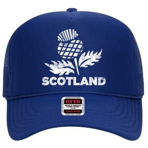 Retro Thistle Scottish Rugby Scotland Rugby Football Top Gift High Crown Mesh Back Trucker Hat