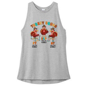 Retro Turkey Squad Thanksgiving SLP OT PT Therapy Team Ladies PosiCharge Tri-Blend Wicking Tank