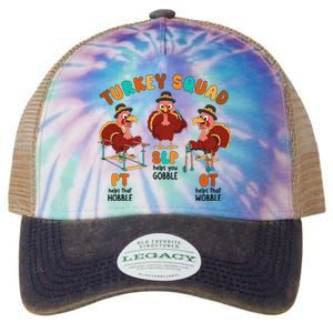 Retro Turkey Squad Thanksgiving SLP OT PT Therapy Team Legacy Tie Dye Trucker Hat