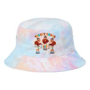 Retro Turkey Squad Thanksgiving SLP OT PT Therapy Team Tie Dye Newport Bucket Hat