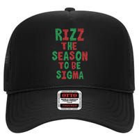 Rizz The Season Funny Gen Alpha Slang Christmas Teacher High Crown Mesh Back Trucker Hat