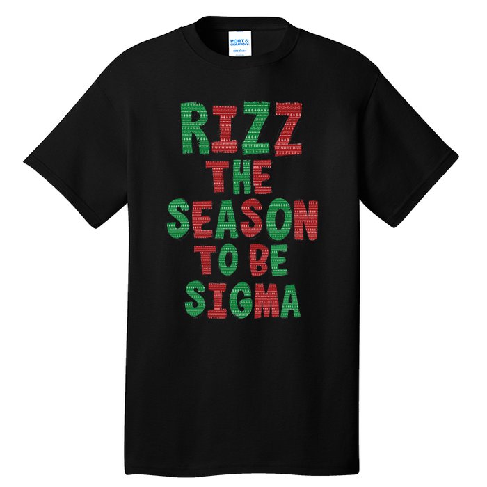 Rizz The Season Funny Gen Alpha Slang Christmas Teacher Tall T-Shirt