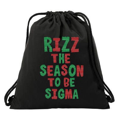 Rizz The Season Funny Gen Alpha Slang Christmas Teacher Drawstring Bag