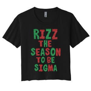 Rizz The Season Funny Gen Alpha Slang Christmas Teacher Women's Crop Top Tee