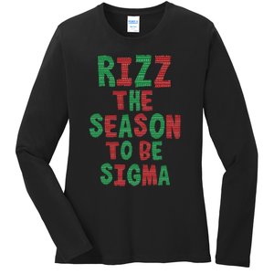 Rizz The Season Funny Gen Alpha Slang Christmas Teacher Ladies Long Sleeve Shirt