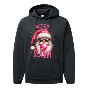 Rizz The Season Funny Christmas Santa Rizzler Performance Fleece Hoodie