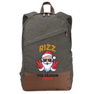 Rizz The Season Bruh Christmas Holiday Santa Claus Funny Cotton Canvas Backpack