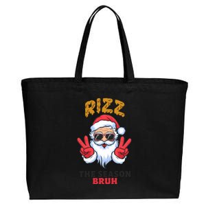 Rizz The Season Bruh Christmas Holiday Santa Claus Funny Cotton Canvas Jumbo Tote