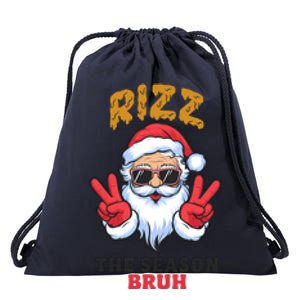 Rizz The Season Bruh Christmas Holiday Santa Claus Funny Drawstring Bag