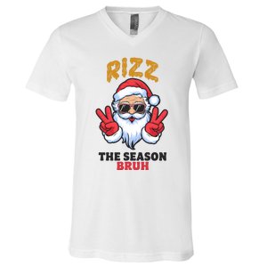 Rizz The Season Bruh Christmas Holiday Santa Claus Funny V-Neck T-Shirt