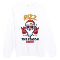 Rizz The Season Bruh Christmas Holiday Santa Claus Funny Premium Crewneck Sweatshirt