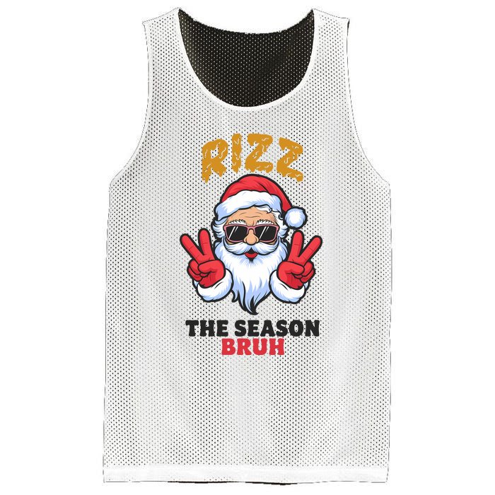 Rizz The Season Bruh Christmas Holiday Santa Claus Funny Mesh Reversible Basketball Jersey Tank