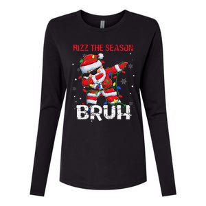 Rizz The Season Bruh Christmas Rizzmas Santa Claus Rizzler Womens Cotton Relaxed Long Sleeve T-Shirt