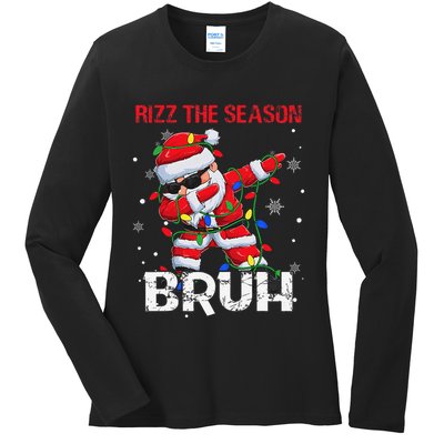 Rizz The Season Bruh Christmas Rizzmas Santa Claus Rizzler Ladies Long Sleeve Shirt