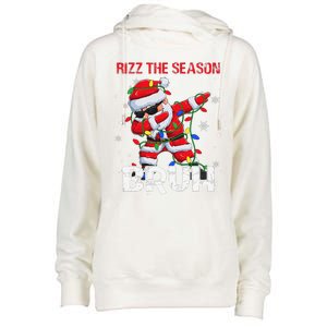 Rizz The Season Bruh Christmas Rizzmas Santa Claus Rizzler Womens Funnel Neck Pullover Hood