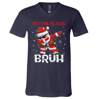 Rizz The Season Bruh Christmas Rizzmas Santa Claus Rizzler V-Neck T-Shirt