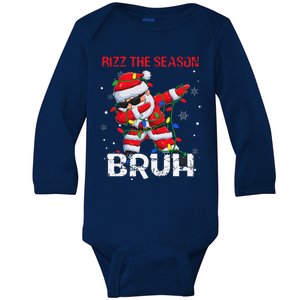 Rizz The Season Bruh Christmas Rizzmas Santa Claus Rizzler Baby Long Sleeve Bodysuit