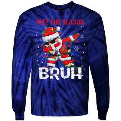 Rizz The Season Bruh Christmas Rizzmas Santa Claus Rizzler Tie-Dye Long Sleeve Shirt