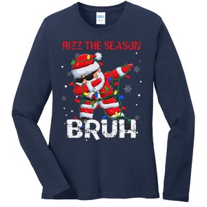 Rizz The Season Bruh Christmas Rizzmas Santa Claus Rizzler Ladies Long Sleeve Shirt