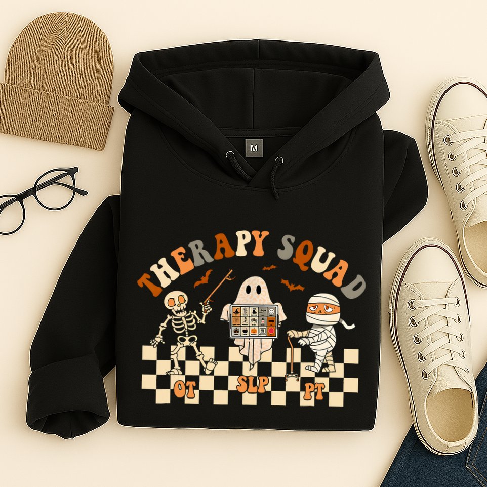 Retro Therapy Squad Slp Ot Pt Team Halloween Speech Physical Hoodie