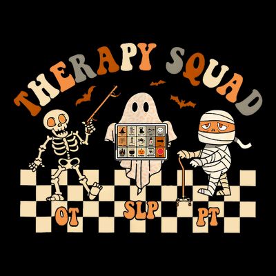 Retro Therapy Squad Slp Ot Pt Team Halloween Speech Physical T-Shirt