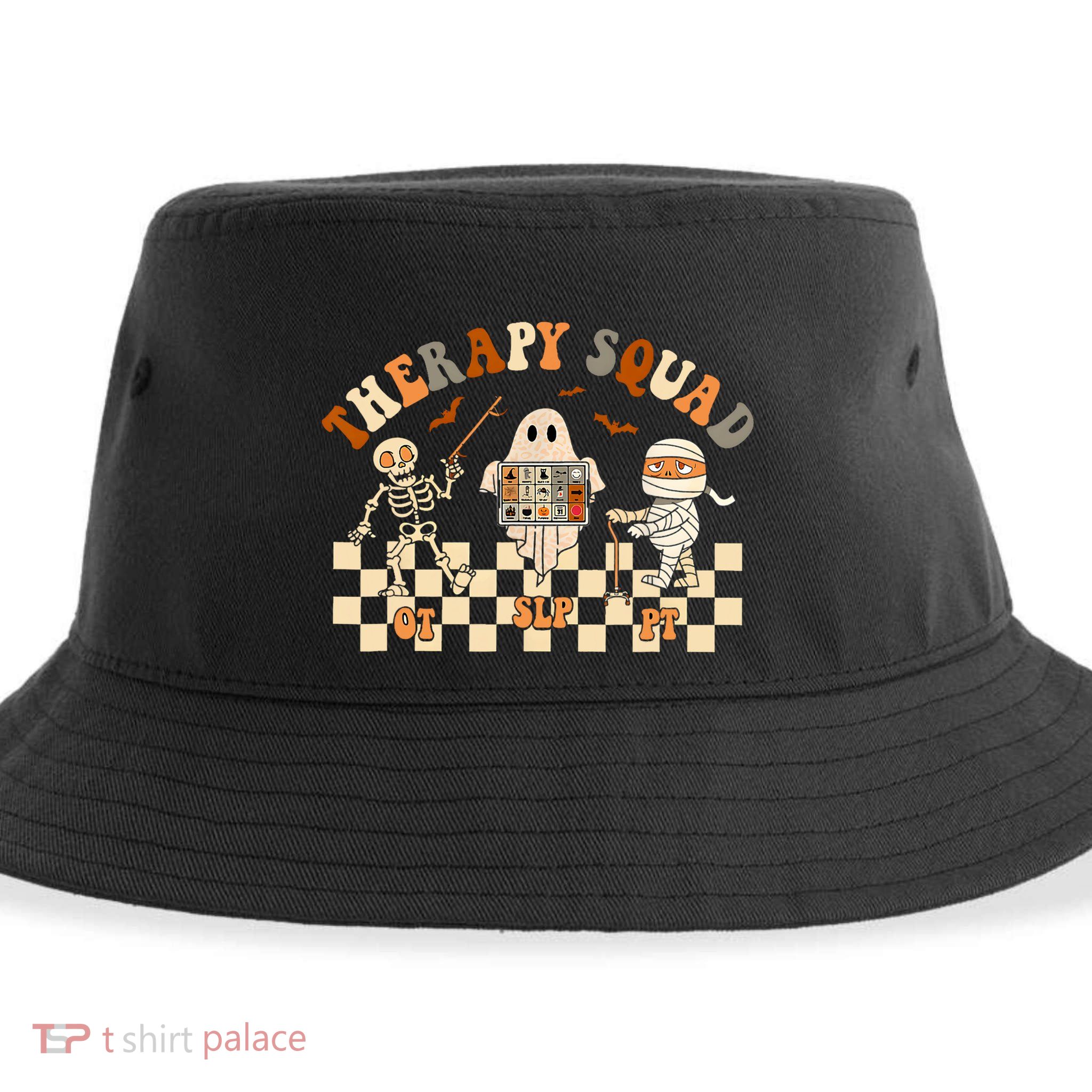 Retro Therapy Squad Slp Ot Pt Team Halloween Speech Physical Sustainable Bucket Hat