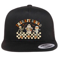 Retro Therapy Squad Slp Ot Pt Team Halloween Speech Physical Flat Bill Trucker Hat