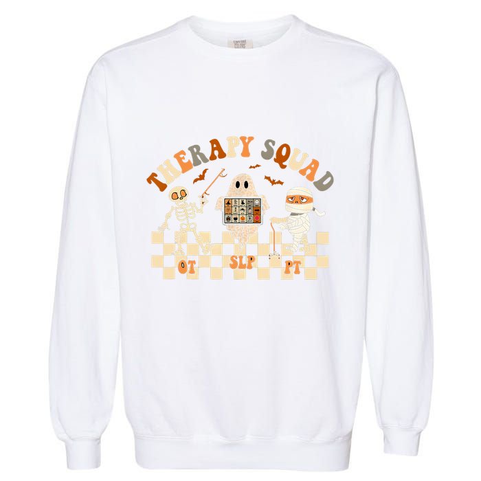 Retro Therapy Squad Slp Ot Pt Team Halloween Speech Physical Garment-Dyed Sweatshirt