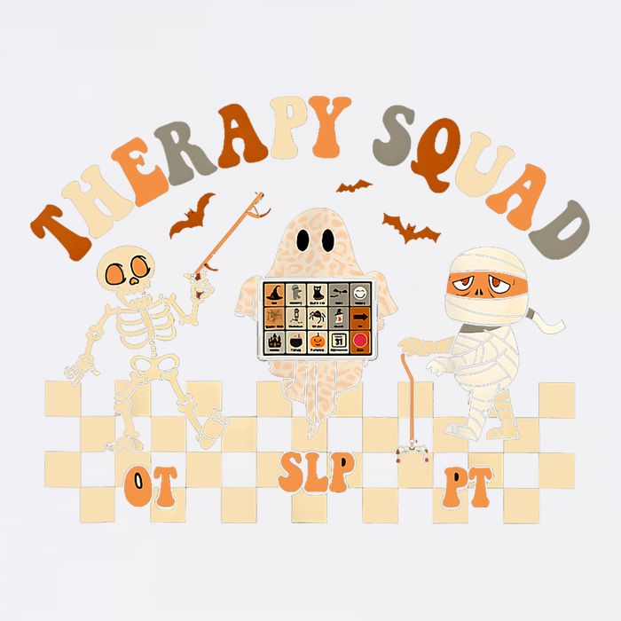 Retro Therapy Squad Slp Ot Pt Team Halloween Speech Physical Garment-Dyed Sweatshirt