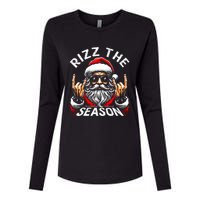 Rizz The Season Funny Christmas Rizzmas Santa Teens Womens Cotton Relaxed Long Sleeve T-Shirt