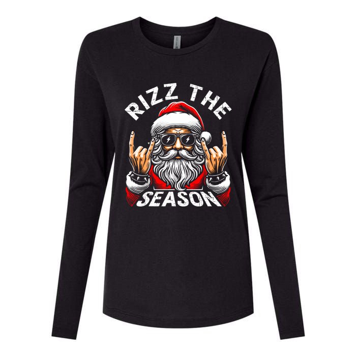 Rizz The Season Funny Christmas Rizzmas Santa Teens Womens Cotton Relaxed Long Sleeve T-Shirt