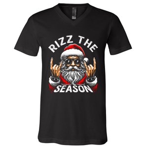 Rizz The Season Funny Christmas Rizzmas Santa Teens V-Neck T-Shirt