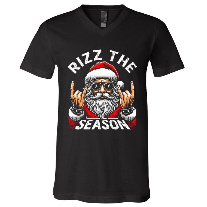 Rizz The Season Funny Christmas Rizzmas Santa Teens V-Neck T-Shirt