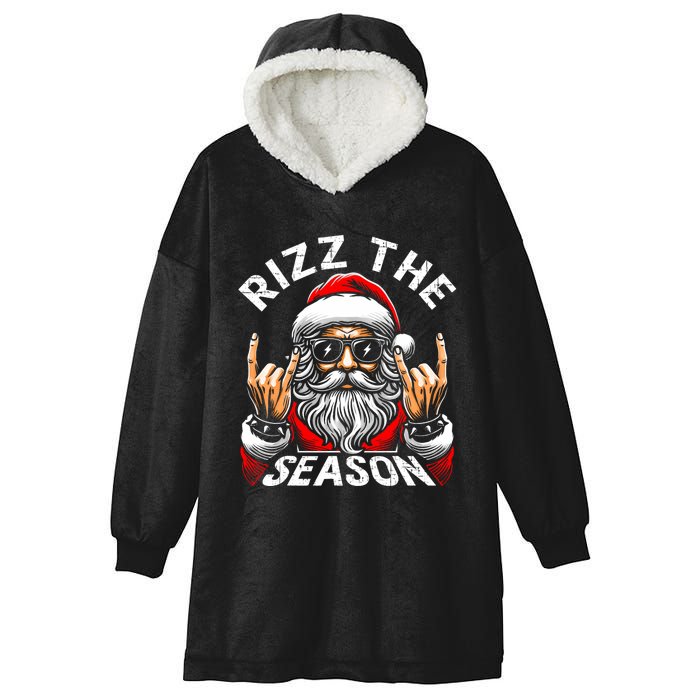 Rizz The Season Funny Christmas Rizzmas Santa Teens Hooded Wearable Blanket