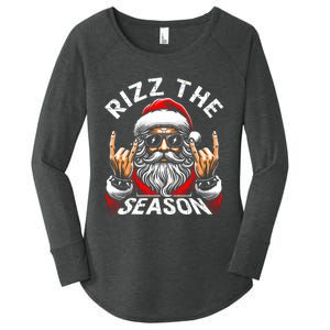 Rizz The Season Funny Christmas Rizzmas Santa Teens Women's Perfect Tri Tunic Long Sleeve Shirt