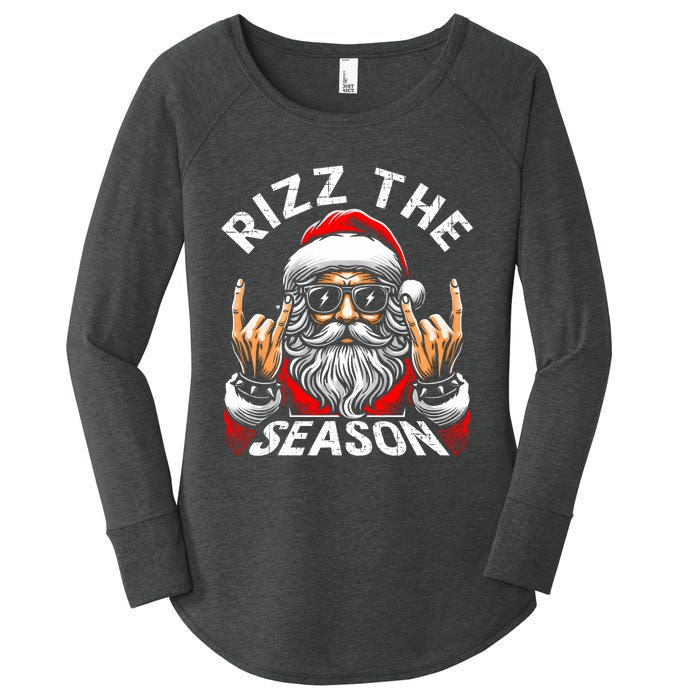 Rizz The Season Funny Christmas Rizzmas Santa Teens Women's Perfect Tri Tunic Long Sleeve Shirt