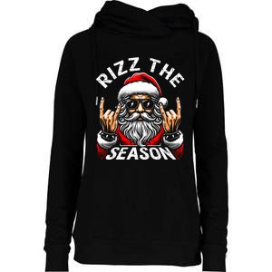 Rizz The Season Funny Christmas Rizzmas Santa Teens Womens Funnel Neck Pullover Hood