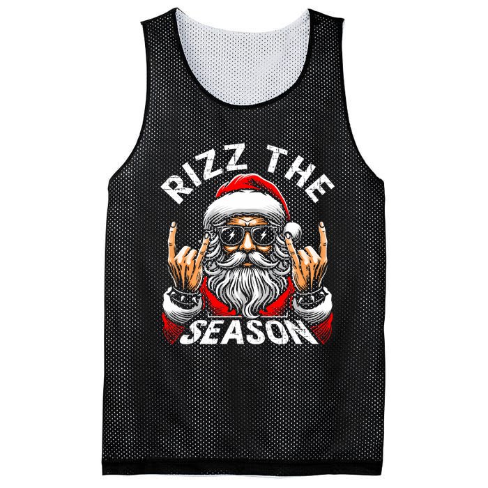 Rizz The Season Funny Christmas Rizzmas Santa Teens Mesh Reversible Basketball Jersey Tank