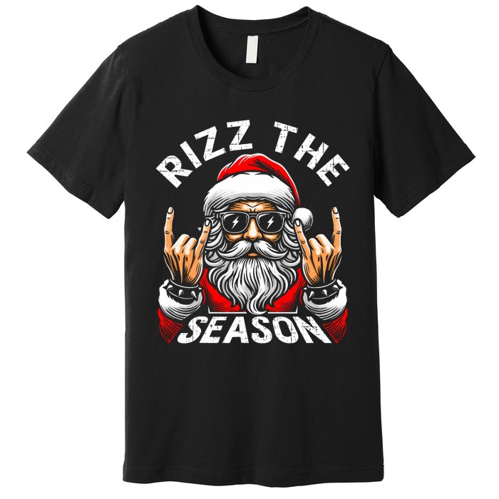 Rizz The Season Funny Christmas Rizzmas Santa Teens Premium T-Shirt