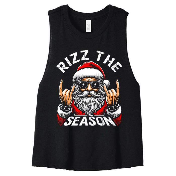 Rizz The Season Funny Christmas Rizzmas Santa Teens Women's Racerback Cropped Tank