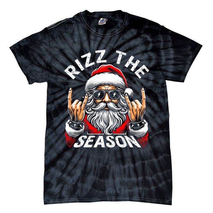 Rizz The Season Funny Christmas Rizzmas Santa Teens Tie-Dye T-Shirt