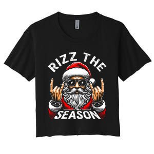 Rizz The Season Funny Christmas Rizzmas Santa Teens Women's Crop Top Tee