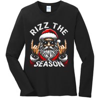 Rizz The Season Funny Christmas Rizzmas Santa Teens Ladies Long Sleeve Shirt